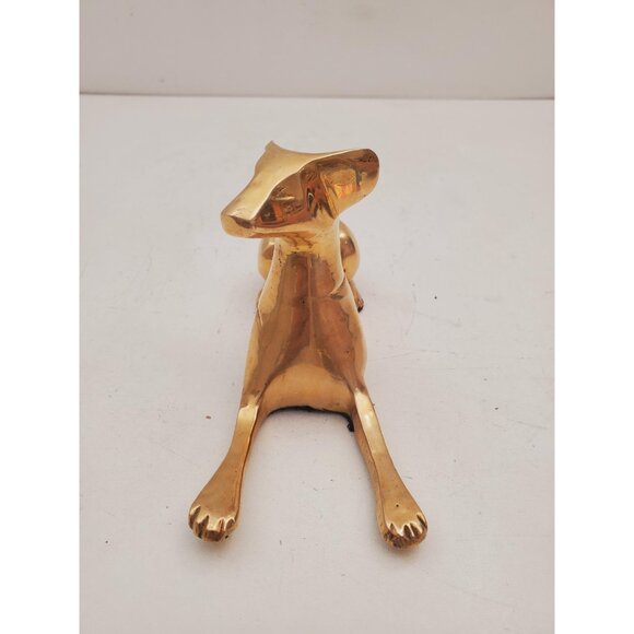 6.5" Vintage Brass Dog | Modernist Brass Greyhound Figurine | Mid Century - Picture 10 of 10